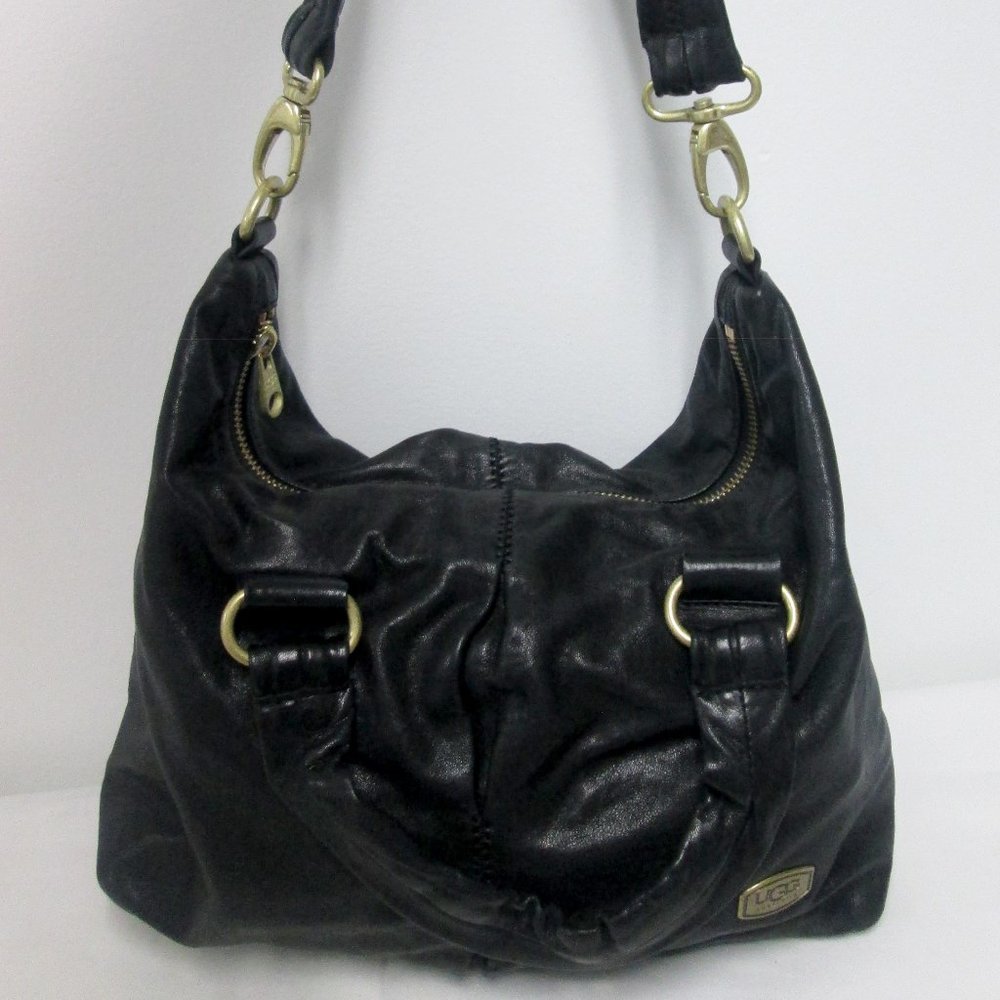 UGG  Black Leather Hobo Purse